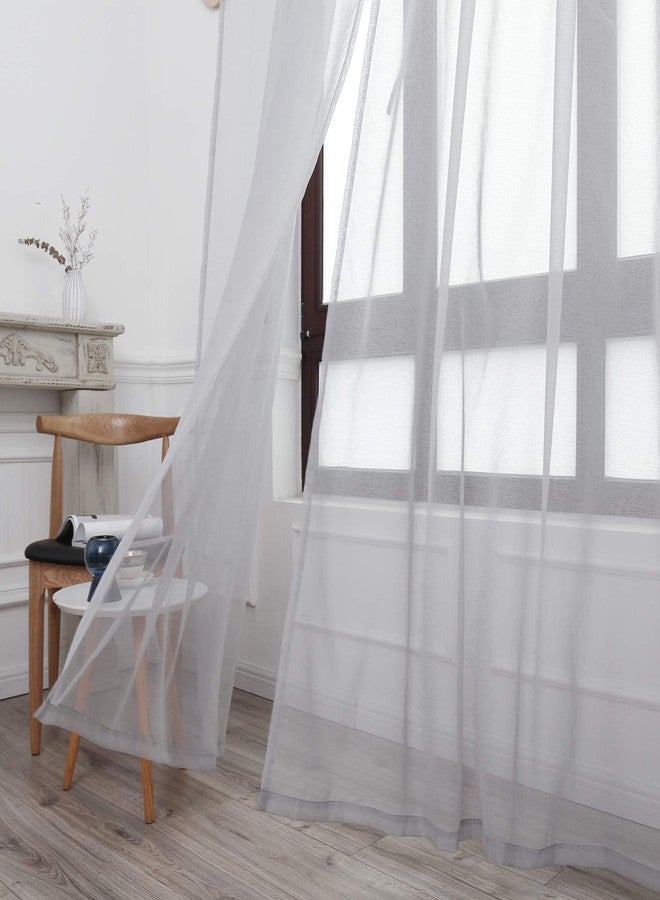 Anjee Grey Sheer Curtains 63 Inches Length Rod Pocket Window Treatment Linen Gauze Voile Drapes for Bedroom Living Room Kitchen, 52 x 63 Inch - Image 5